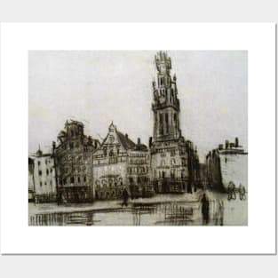 Old Houses with the Tower of a Cathedral by Vincent Van Gogh Posters and Art